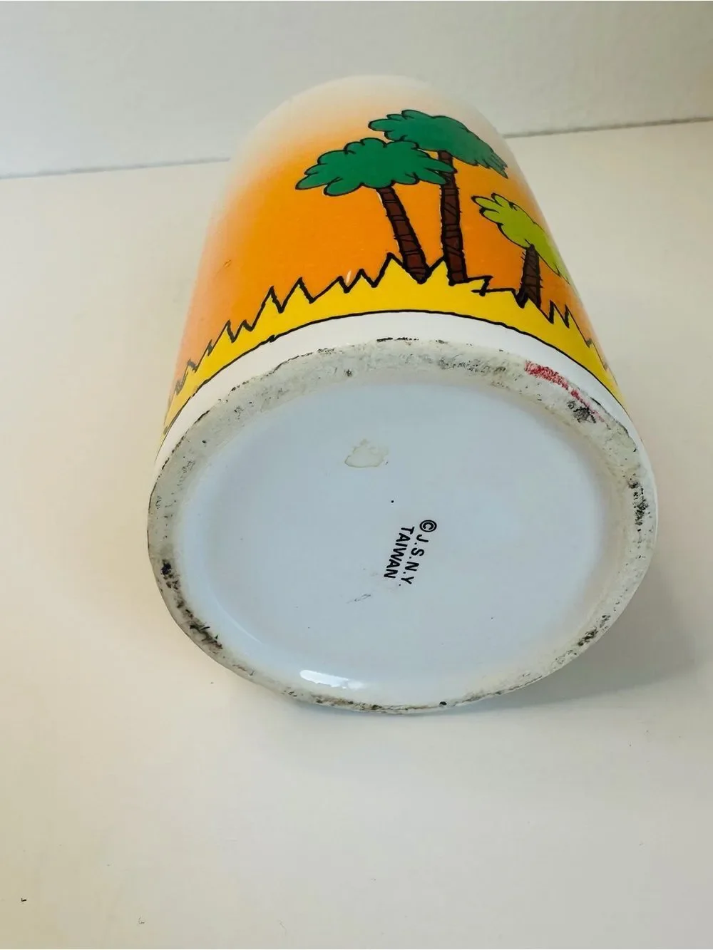 JSNY Vintage Ceramic Zebra Pencil Cup Mug
